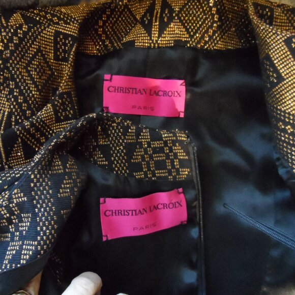 Christian Lacroix Paris 2000's Collection Black Gold Brocade Dress Set Size S - Picture 16 of 16